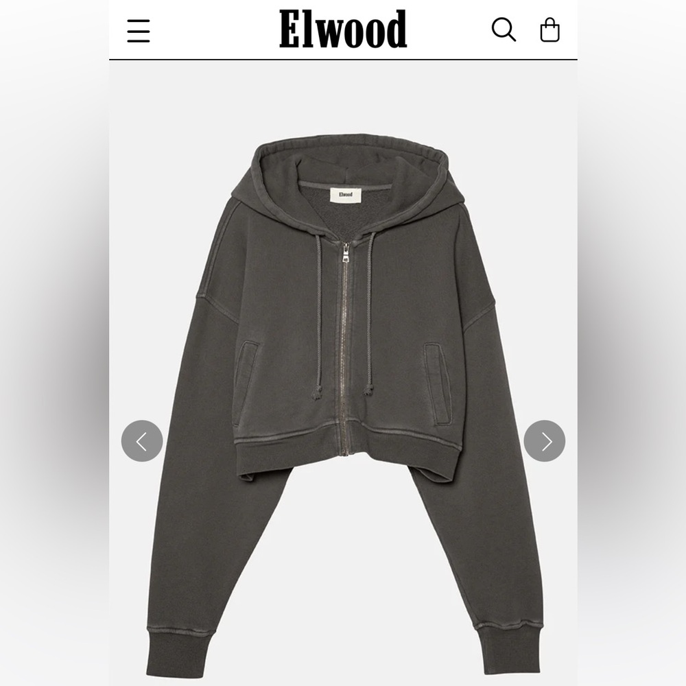 Elwood Vintage Gray Crop Zip Hoodie